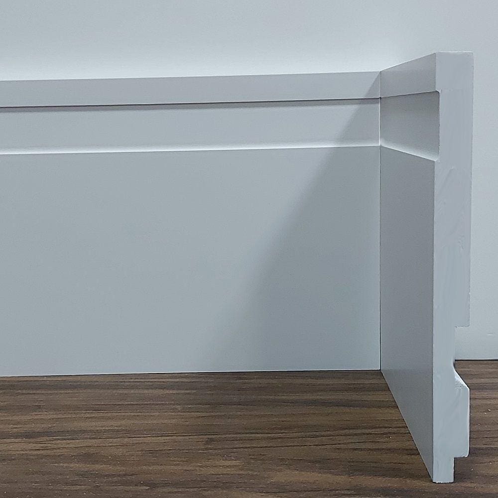 Kit com 5 Barras de Rodapé de Poliestireno Frisado - Branco - 12cm de altura  (12x1x240cm)