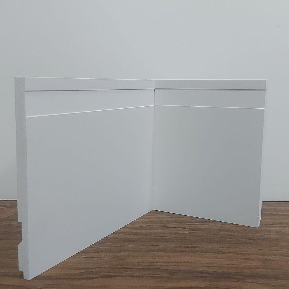 Kit com 5 Barras de Rodapé de Poliestireno Frisado - Branco - 15cm de altura  (15x1x240cm)