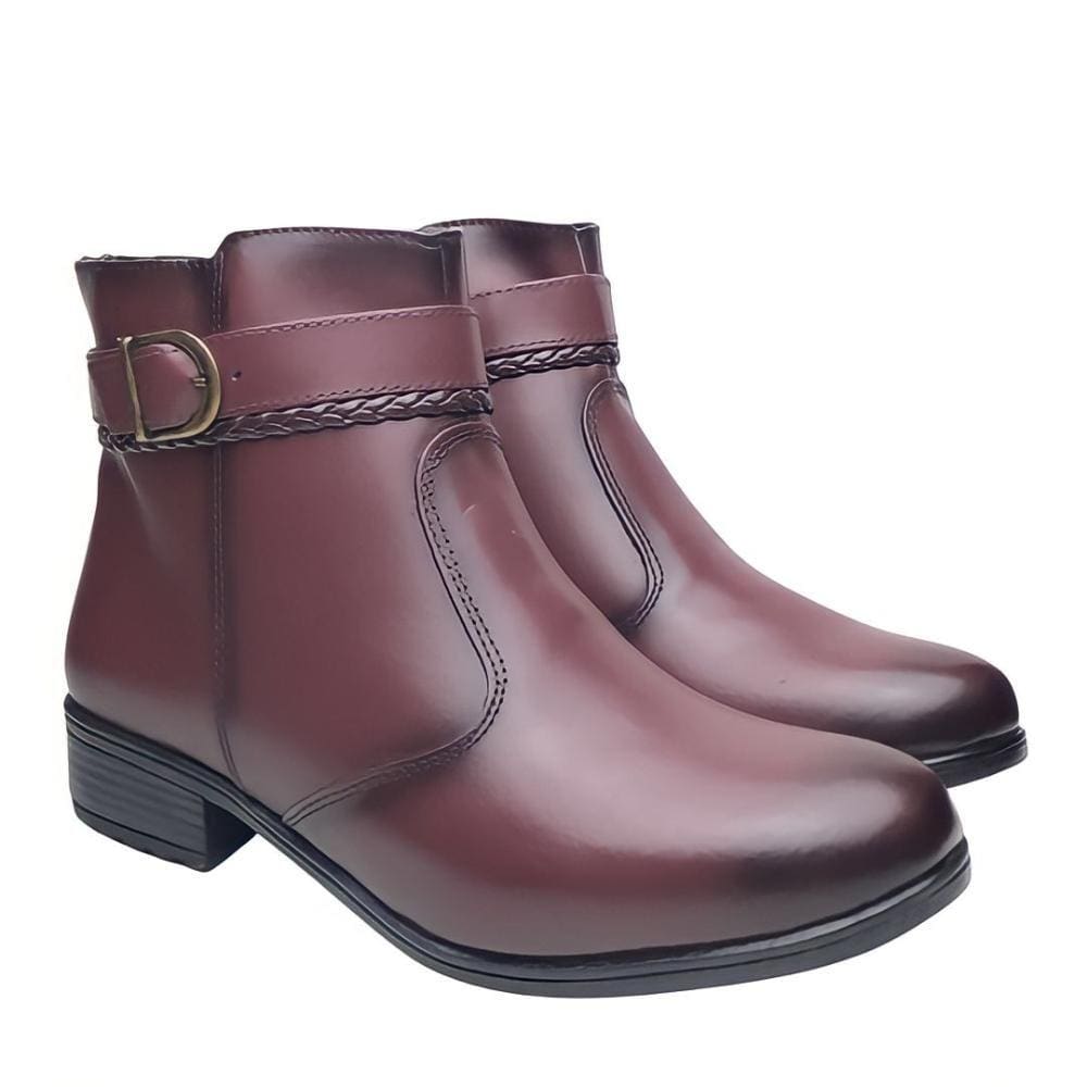 Bota Fivela Couro Cor Bordo