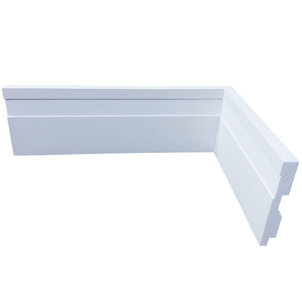Kit com 15 Barras de Rodapé de Poliestireno Frisado - Branco - 7cm de altura  (7x1x240cm)