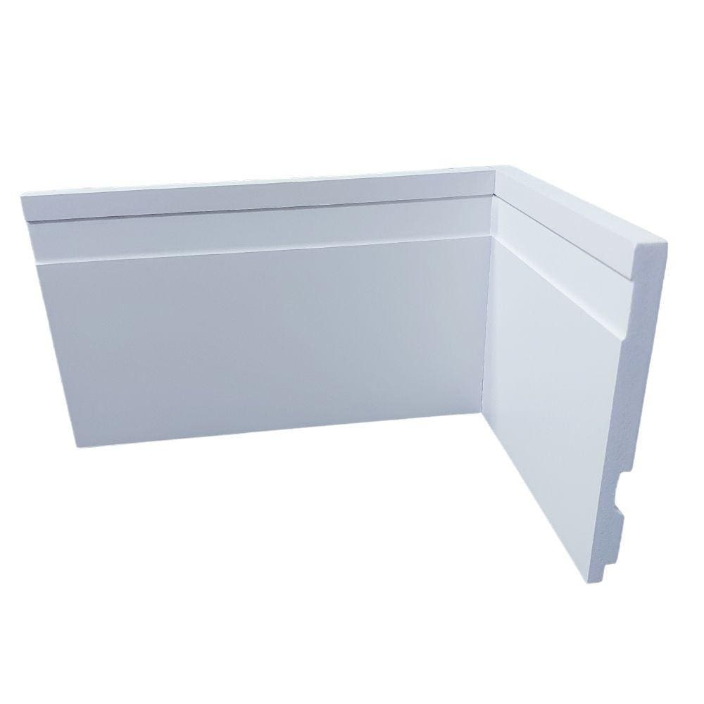 Kit com 15 Barras de Rodapé de Poliestireno Frisado - Branco - 12cm de altura  (12x1x240cm)