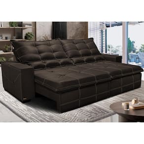 Sofá de Courino Retrátil e Reclinável 3,15m Cama inBox Bourbon. SoftGelD40