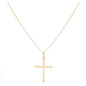 Colar Piastrine De Ouro Masculino Com 80cm 18k E Crucifixo