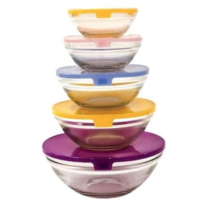 Conjunto Potes de Vidro com Tampa 5 Peças Colorido - Quanhe