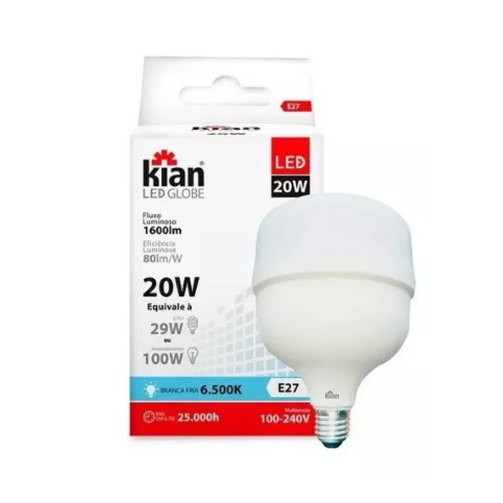 Lâmpada De Led Globe 20w 6500k E27 Branco Frio – Kian