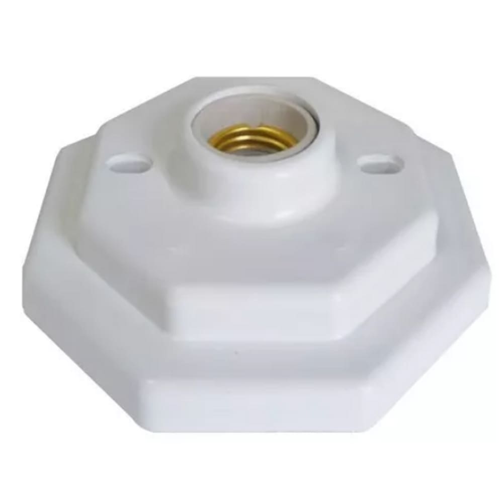 Plafon Octagonal Soquete Porcelana 1xE27 Branco 100W – OPL