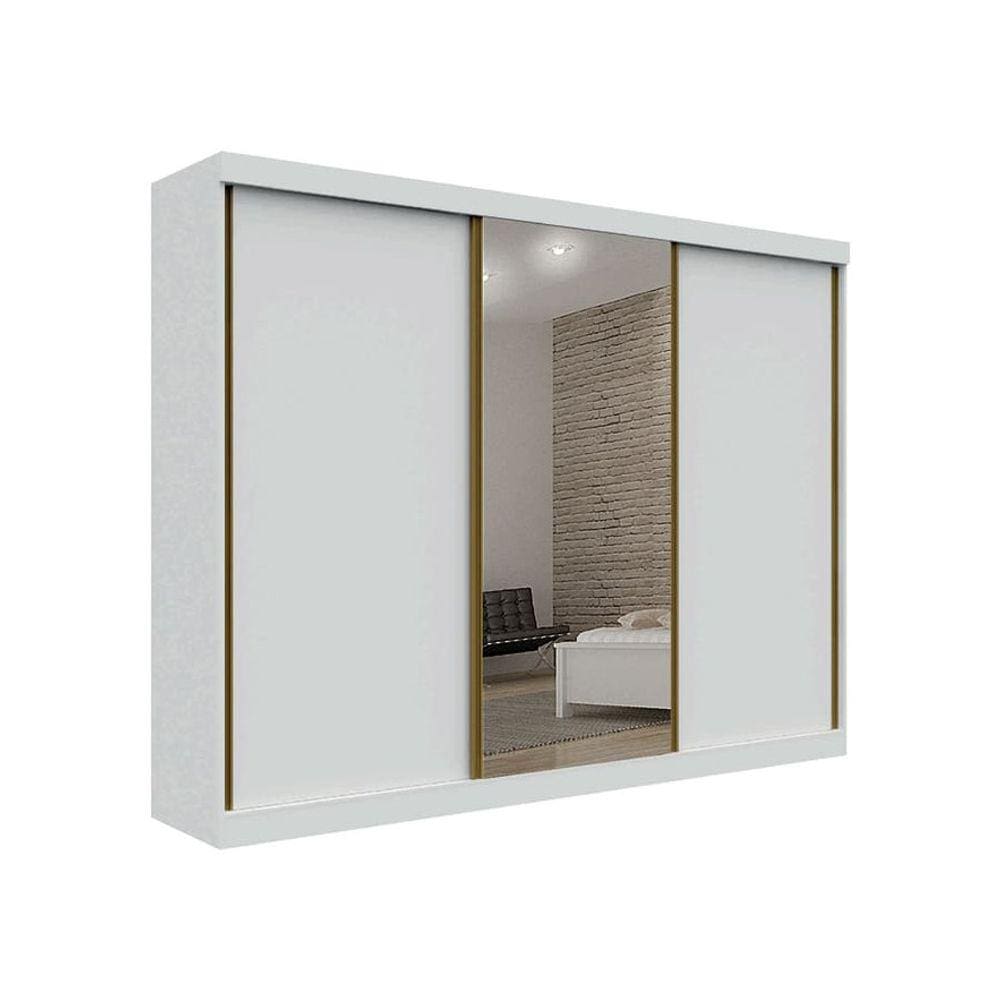 Guarda Roupa Casal com Espelho 3 Portas 6 Gavetas - San Marino-Branco - Leifer Móveis