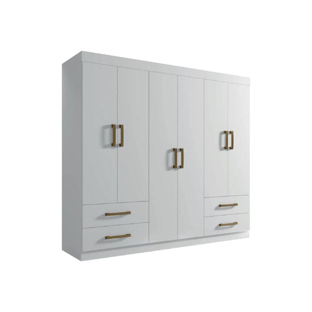 Guarda Roupa Casal 6 Portas 4 Gavetas - Recife-Branco - Leifer Móveis