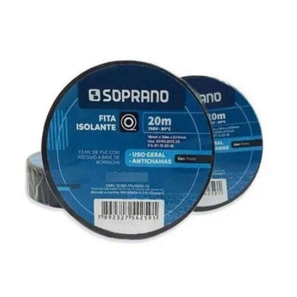 Fita Isolante Anti Chamas 0,13X18Mm 20 Metros – Soprano