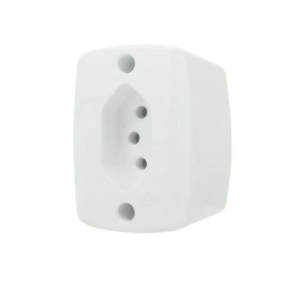 Tomada Sobrepor 2P+T 10A 250V Branca – Ilumi