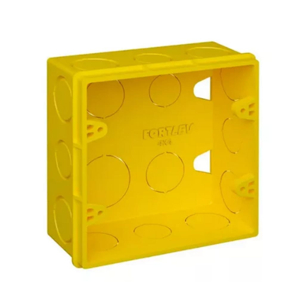 Caixa de Luz de Embutir 4x4 Quadrada Amarela - Fortlev