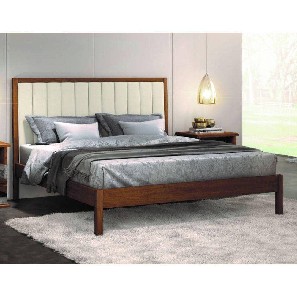 Cama Casal Estofada Madeira Maciça 1,60m - Lisboa - Móveis Montanhês