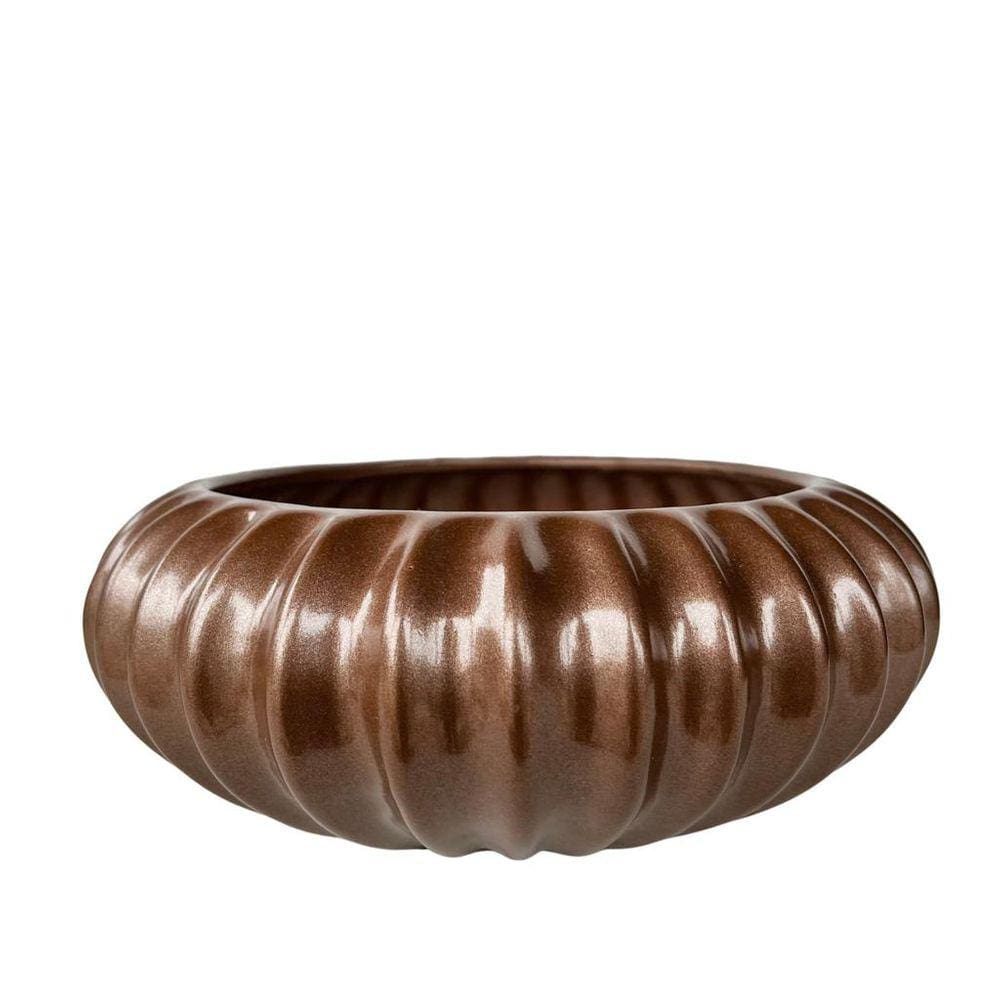 Vaso centro de mesa bacia ikebana cobre médio luxo cerâmico