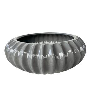 Vaso centro de mesa bacia ikebana cinza médio luxo cerâmica