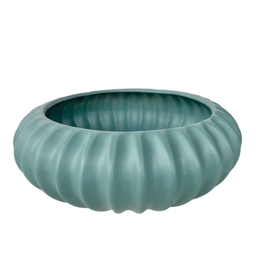 Vaso centro de mesa bacia ikebana turquesa médio luxo