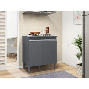 Balcão Cooktop Andréia 5 Bocas 2 Portas Cor Cinza - AJL