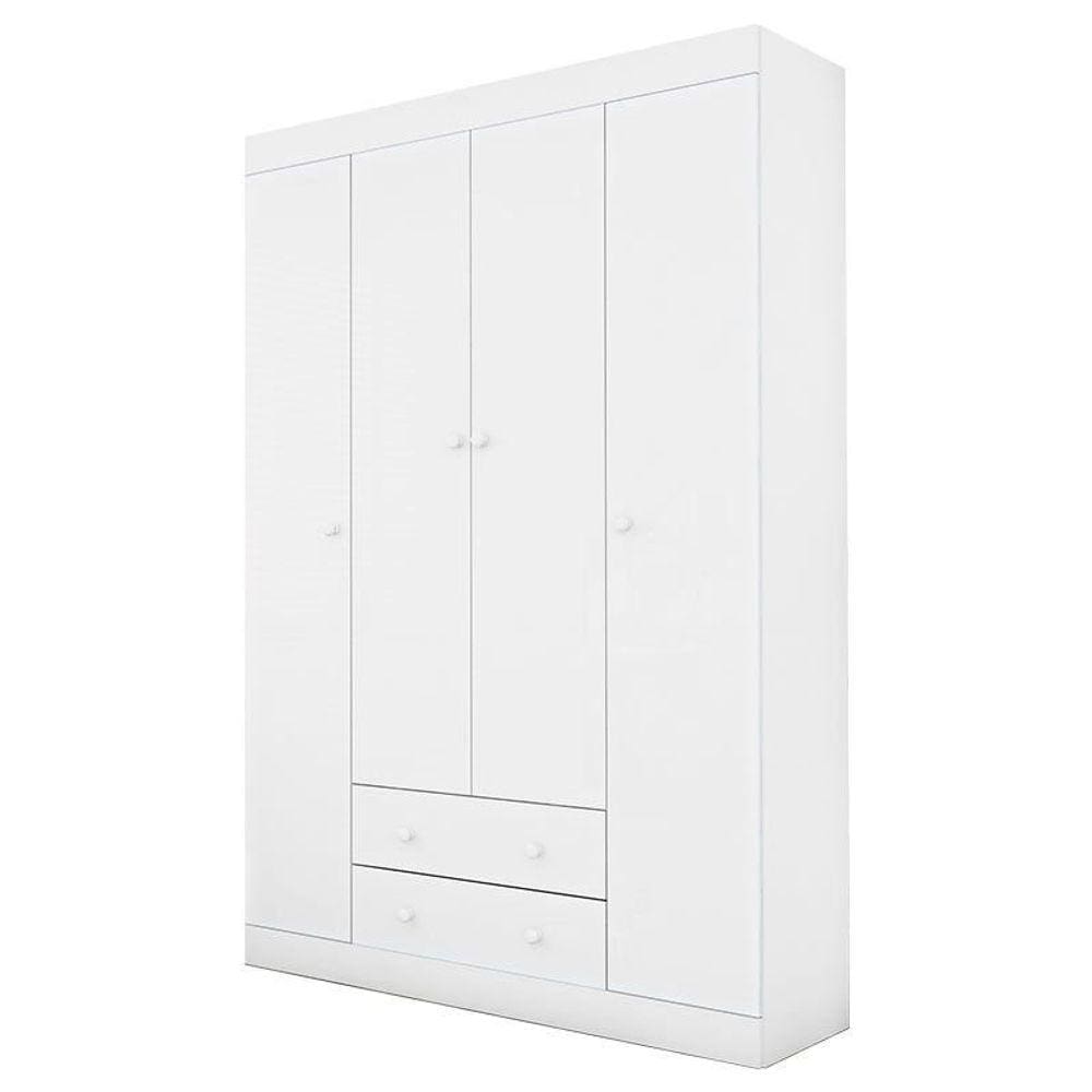 Guarda Roupa Infantil Helena 4 Portas 2 Gavetas Cor Branco Brilho - Phoenix Baby