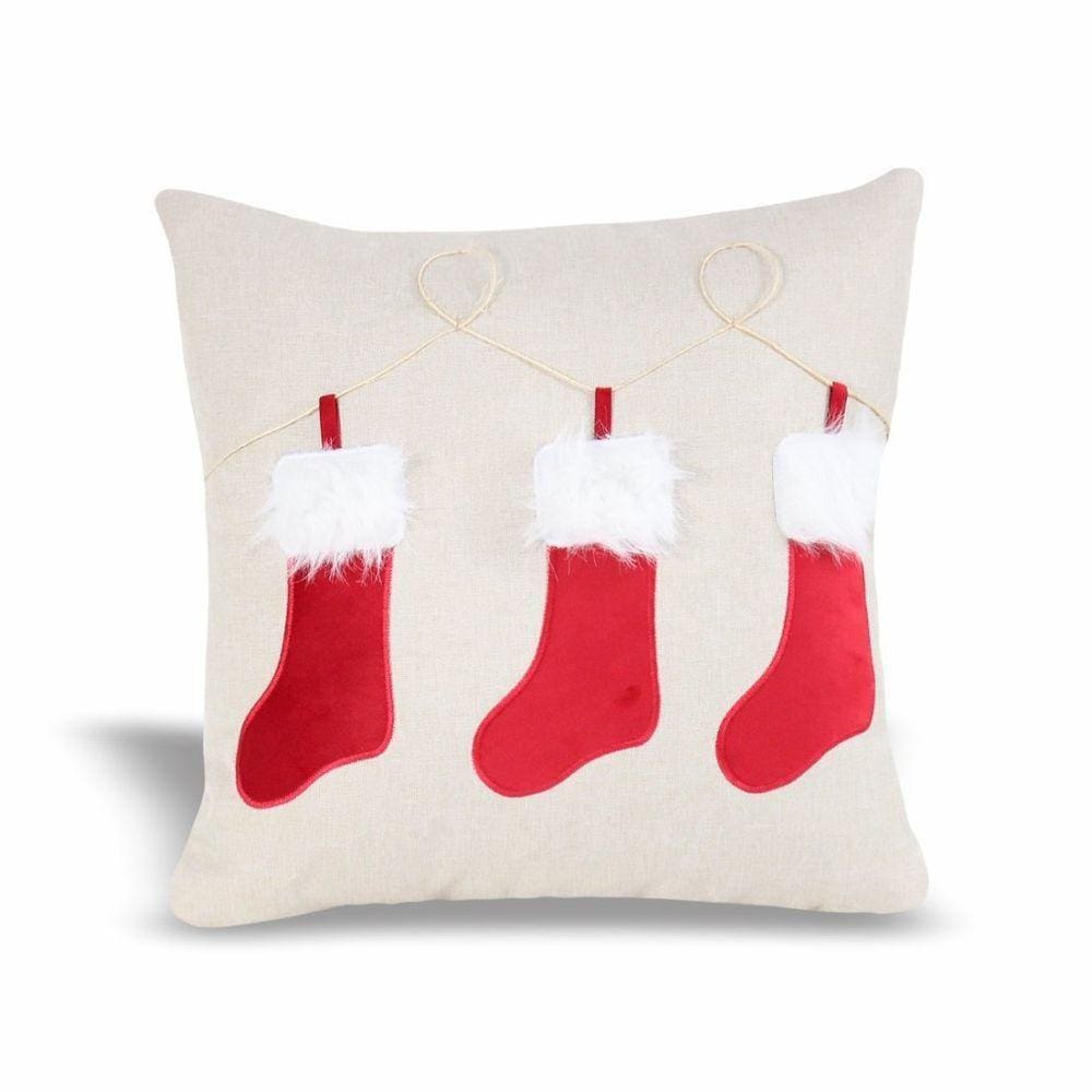 Almofada Artesanal Em Poliéster 50x50cm Cortbrás Botas De Natal