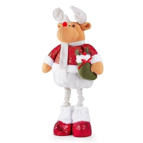 Boneco De Natal Decorativo Em Poliéster Brilho Com Ajuste De Altura 78cm Rena