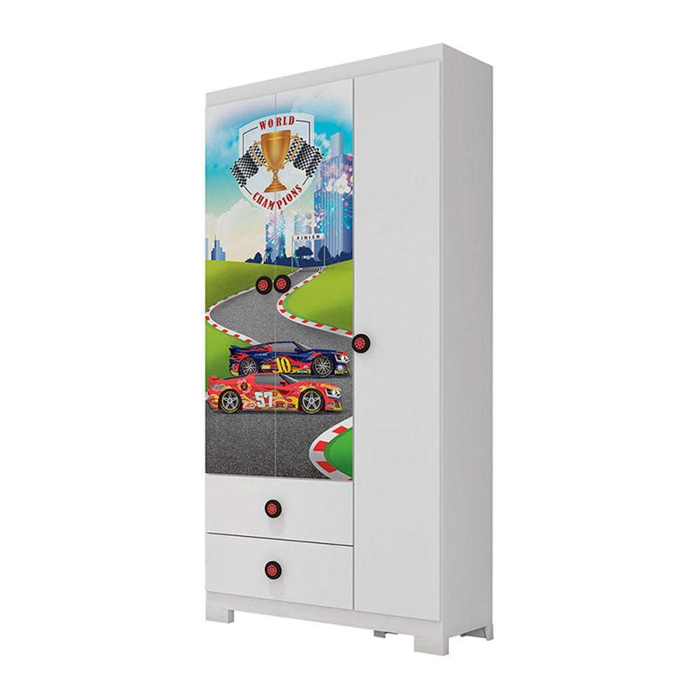 Guarda Roupa Infantil Super Power Cor Branco - Móveis Estrela Baby