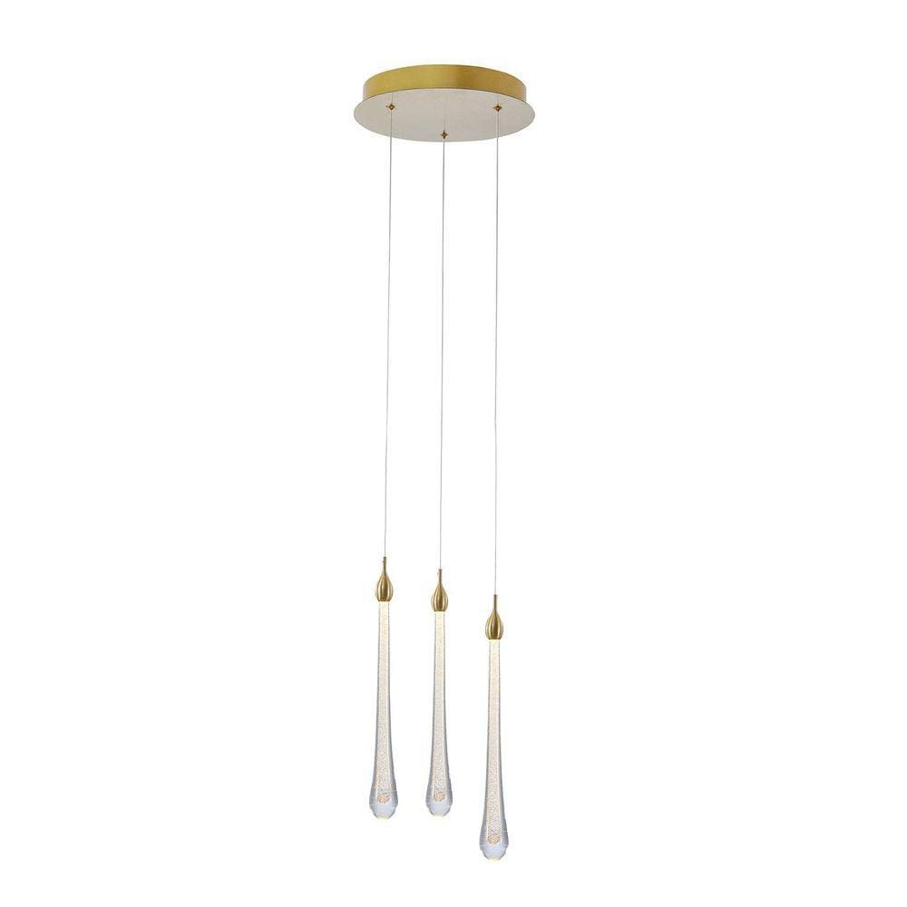 Pendente Goccia 30cm x 41cm 3x3w 3000k 480 Lúmens OC002M Bella Iluminação Dourado
