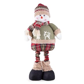 Boneco De Natal Decorativo Em Poliéster Xadrez Com Ajuste De Altura 78cm Boneco De Neve