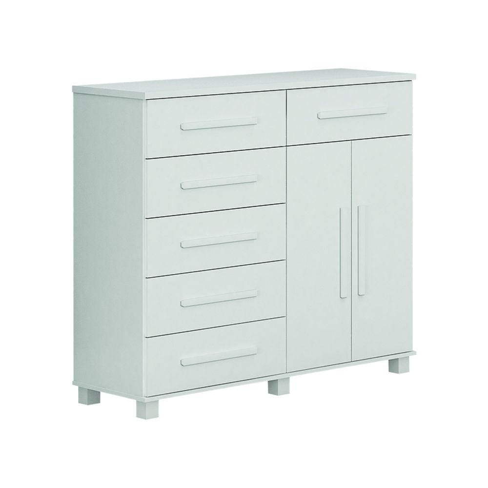 Cômoda para Quarto com Sapateira 6 Gavetas - São Paulo-Branco - Móveis Leifer