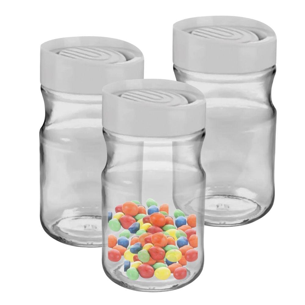 Pote De Vidro Para Alimentos Mantimentos Cozinha Com Tampa Branca 720ml