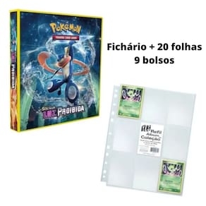 Álbum Pasta Fichário Pokemon com 20 Folhas YES Sol e Luz - Luz Proibida - Para Cards Pokémon ou outras cartas para colecionar