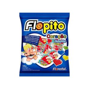 Pirulito Coração Flopito Colorido C/ 50 Unid - 500g