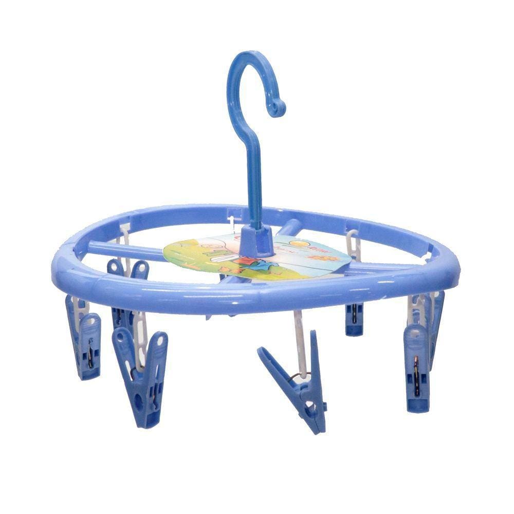 Mini Varal Roupas com 8 Prendedores 23cm Azul - Quanhe