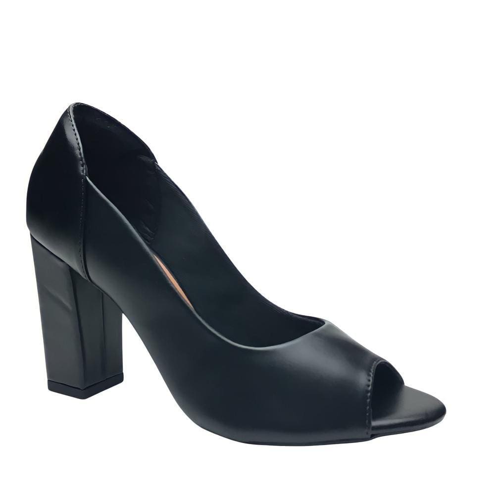 Peep Toe Salto Bloco Cor Preto