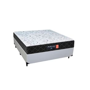Cama Box Casal Sintético Branco + Colchão Espuma D33 Marrocos 30cm