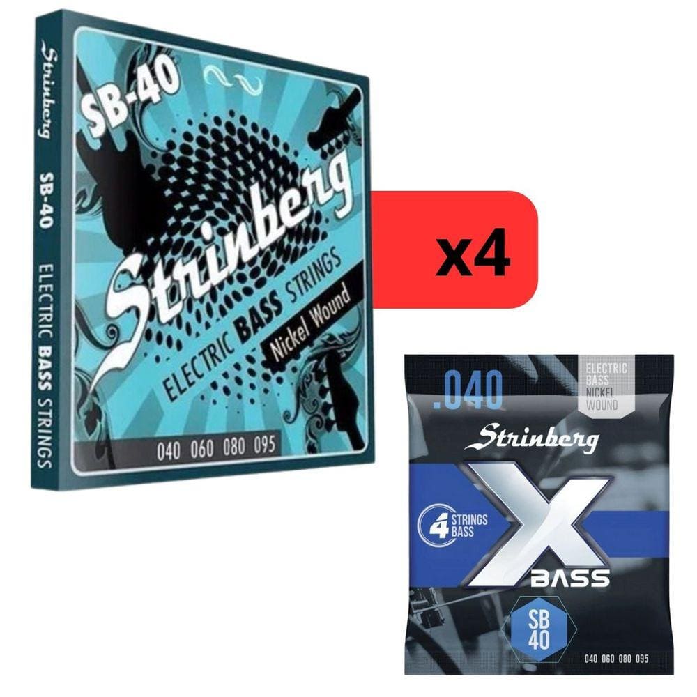 Kit 4 Encordoamento Strinberg Para Contra Baixo SB40 - 4 Cordas