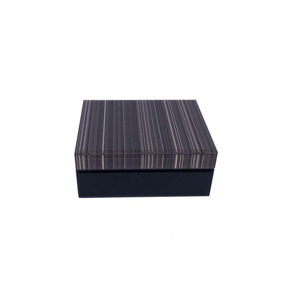 Caixa Decorativa Porta-Objetos de Vidro e Madeira Preto 19cm AI0062 BTC