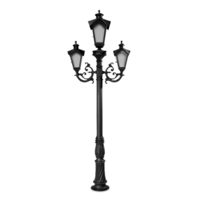 Poste Para Jardim Colonial Sinha Triplo Alumínio Preto 2.2m 15001/3