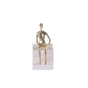 Peça Decorativa de Metal e Cristal Dourado 15cm RKP0006 BTC