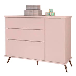 Cômoda Infantil Melissa Retrô 1 Porta e 3 Gavetas100% MDF Cor Rosé - Phoenix Baby
