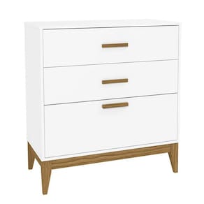 Comoda de Bebê Nature 3 Gavetas 100% MDF Cor Branco Acetinado - Matic Móveis