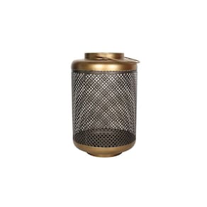 Lanterna Decorativa de Metal Preto e Dourado 35cm VE0117 BTC