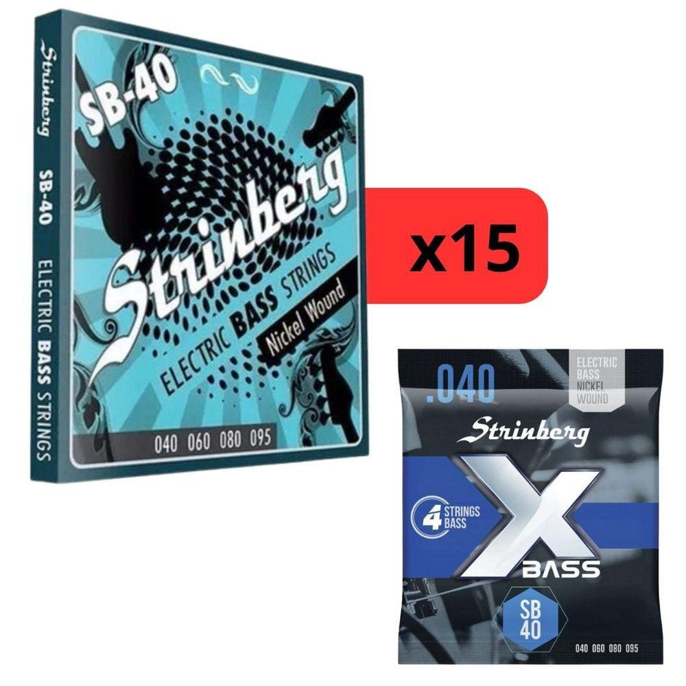 Kit 15 Encordoamento Strinberg Para Contra Baixo SB40 - 4 Cordas