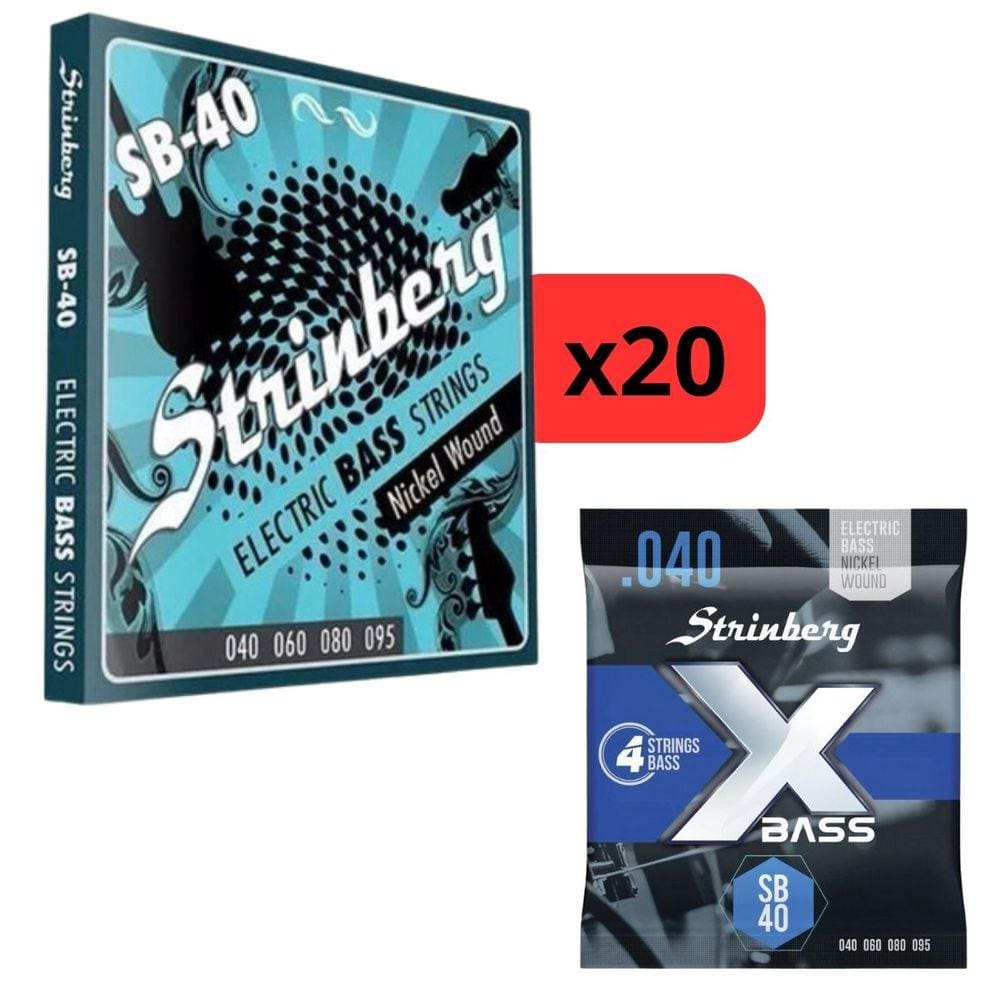 Kit 20 Encordoamento Strinberg Para Contra Baixo SB40 - 4 Cordas