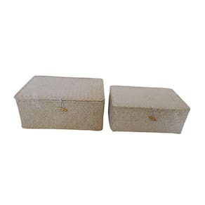 Conjunto 2 Cestos de Palha Branco TZ0024 BTC