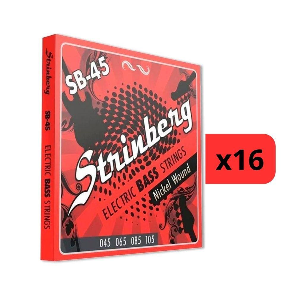 Kit 16 Encordoamento Strinberg Para Contra Baixo SB45 - 4 Cordas