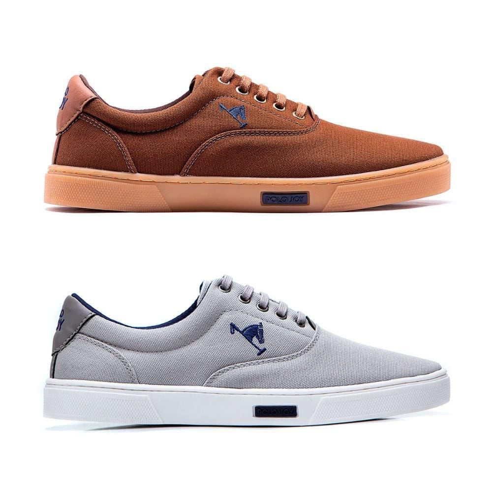 Tênis Masculino Casual Em Lona Polo Joy Solado Reto Kit 2