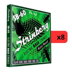 Kit 8 Encordoamento Strinberg Para Contra Baixo SB60 - 6 Cordas