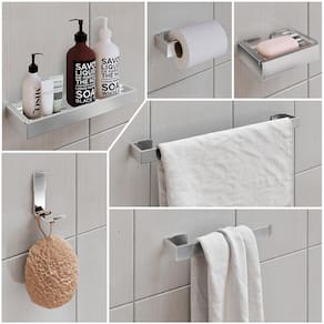 Kit Acessórios Banheiro Completo 6 Peças Inox Lavabo Premium - Cromado - Lojas RPM