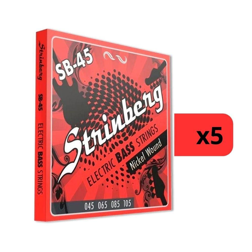 Kit 5 Encordoamento Strinberg Para Contra Baixo SB45 - 4 Cordas