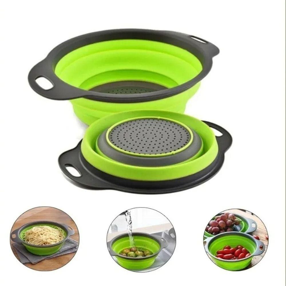 Escorredor Silicone Retrátil P/ Frutas Legumes Peneira Massa