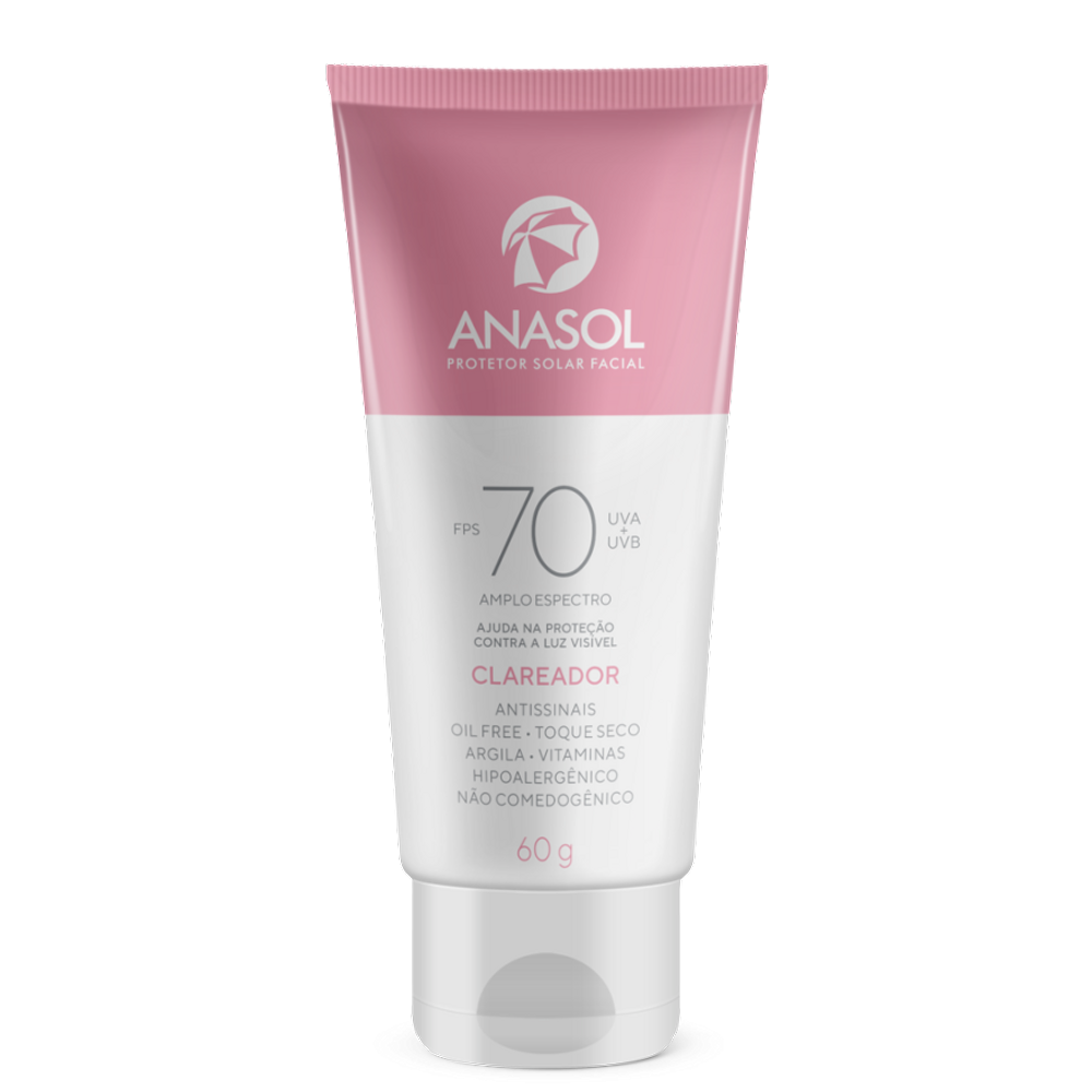 Protetor Solar Facial Anasol FPS 70 Clareador 60g